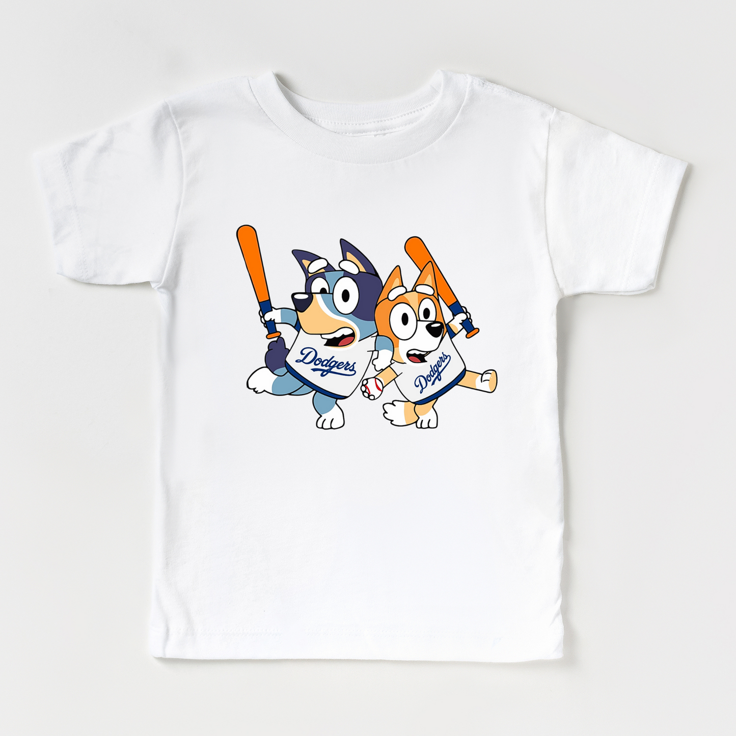 Dodgers baseball Bluey kids shirts