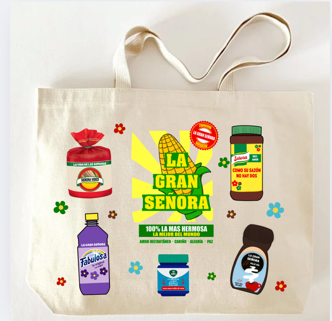 El Mercadito SENORA Jumbo 12 oz Tote bag