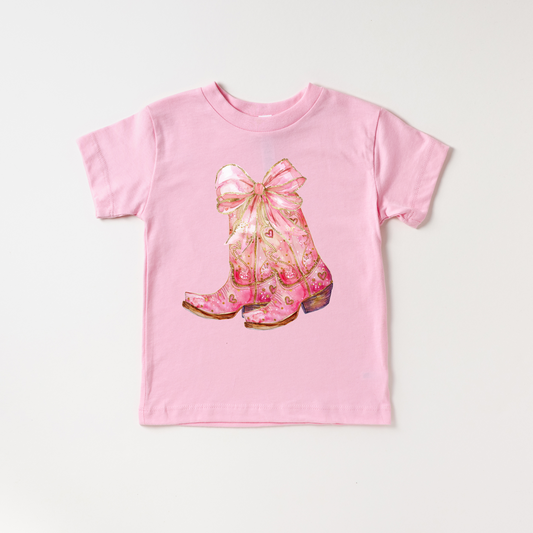 Kids Pink Boots Graphic T-shirts