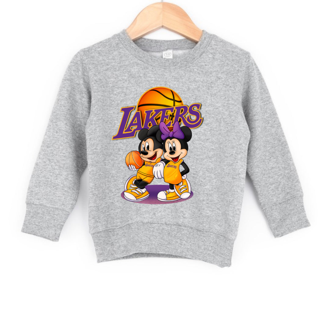 Child Lakers Basketball Mickey and Minnie Graphic Sweater