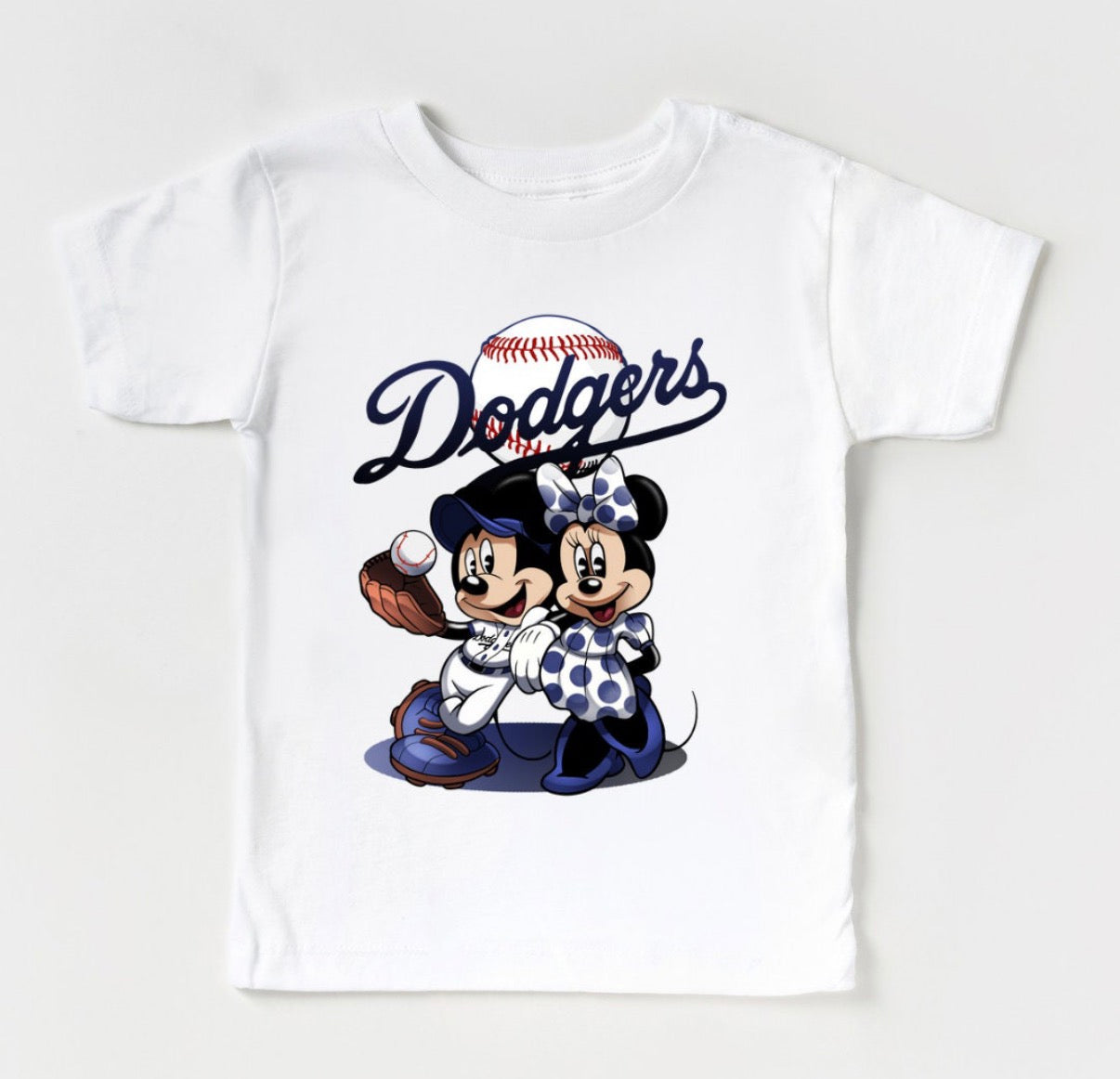 Kids Mickey Minnie Dodgers Baseball shirt