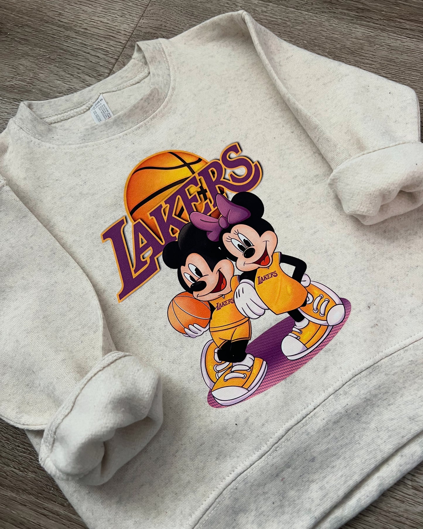 Child Lakers Basketball Mickey and Minnie Graphic Sweater